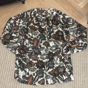 Scotch & Soda floral and striped jacquard long-sleeve blouse